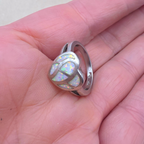 Vintage Sterling Silver White Simulated Opal Inlay Heart Ring Size 7 925