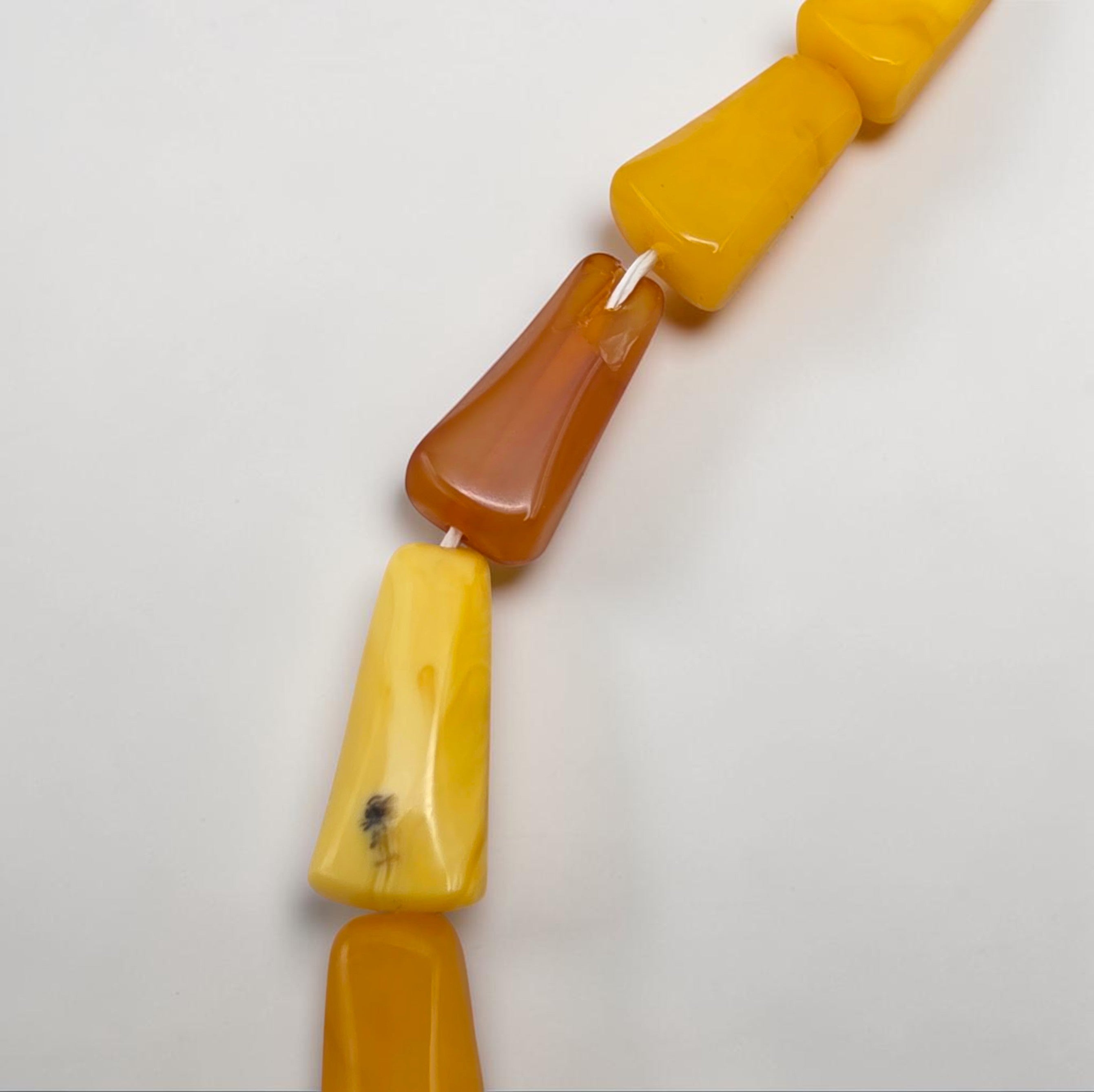 Vintage Butterscotch Amber Adult Necklace Tapered Geometric Beads 20 Inch