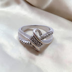 Sterling Silver Diamond Bypass Ring 925 SUN Modernist Size 6.5
