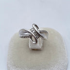 Sterling Silver Diamond Bypass Ring 925 SUN Modernist Size 6.5