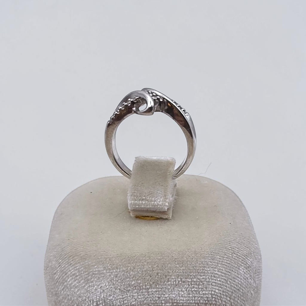 Sterling Silver Diamond Bypass Ring 925 SUN Modernist Size 6.5