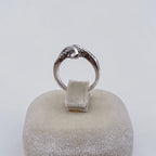 Sterling Silver Diamond Bypass Ring 925 SUN Modernist Size 6.5