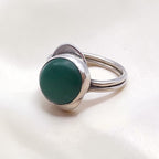 Vintage Sterling Silver Malachite Ring Size 6 Signed DWG Modernist