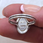 Vintage Sterling Silver Malachite Ring Size 6 Signed DWG Modernist