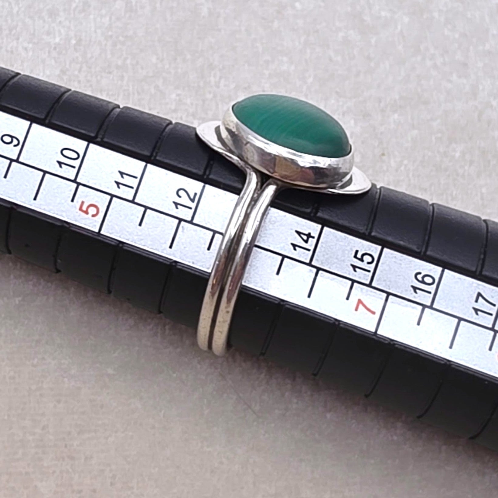 Vintage Sterling Silver Malachite Ring Size 6 Signed DWG Modernist
