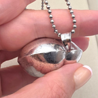 Vintage Sterling Silver Puffy Heart Pendant Necklace 36" Italian Ball Chain