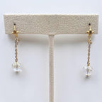 Vintage 10K Gold Chain Aurora Borealis Crystal Bead Dangle Earrings