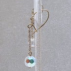Vintage 10K Gold Chain Aurora Borealis Crystal Bead Dangle Earrings