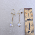 Vintage 10K Gold Chain Aurora Borealis Crystal Bead Dangle Earrings