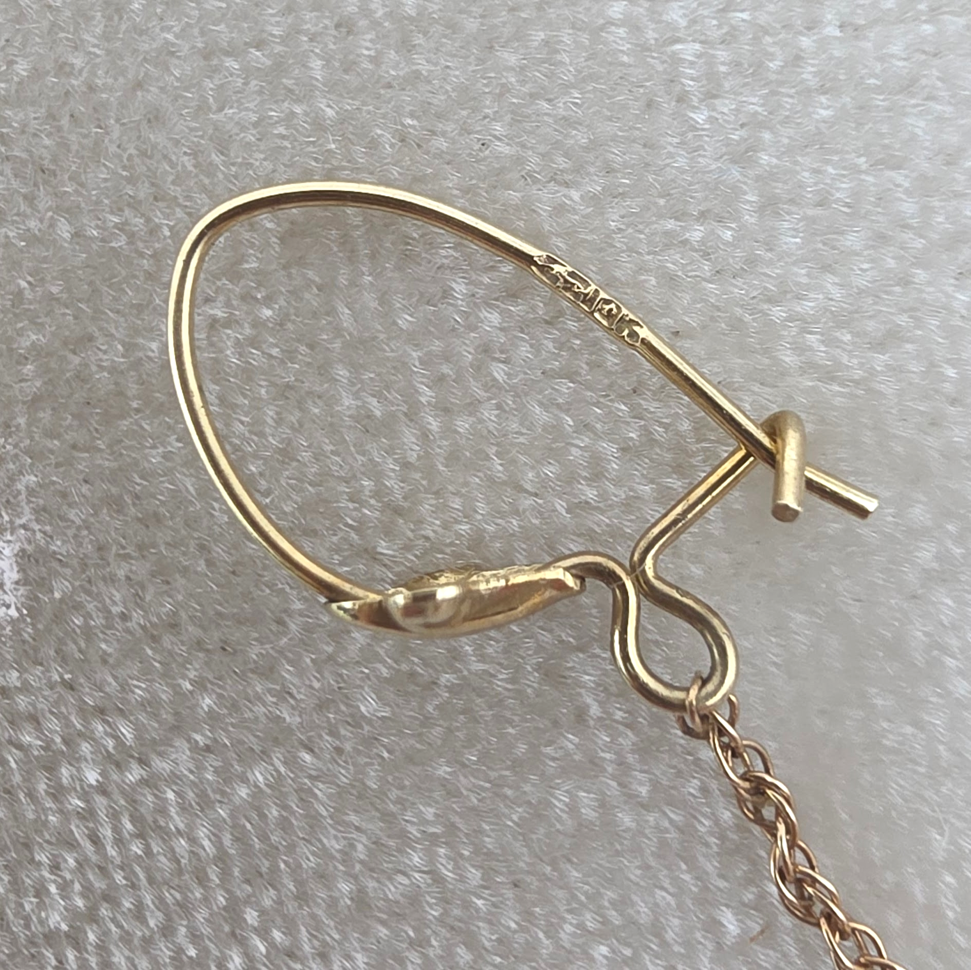 Vintage 10K Gold Chain Aurora Borealis Crystal Bead Dangle Earrings