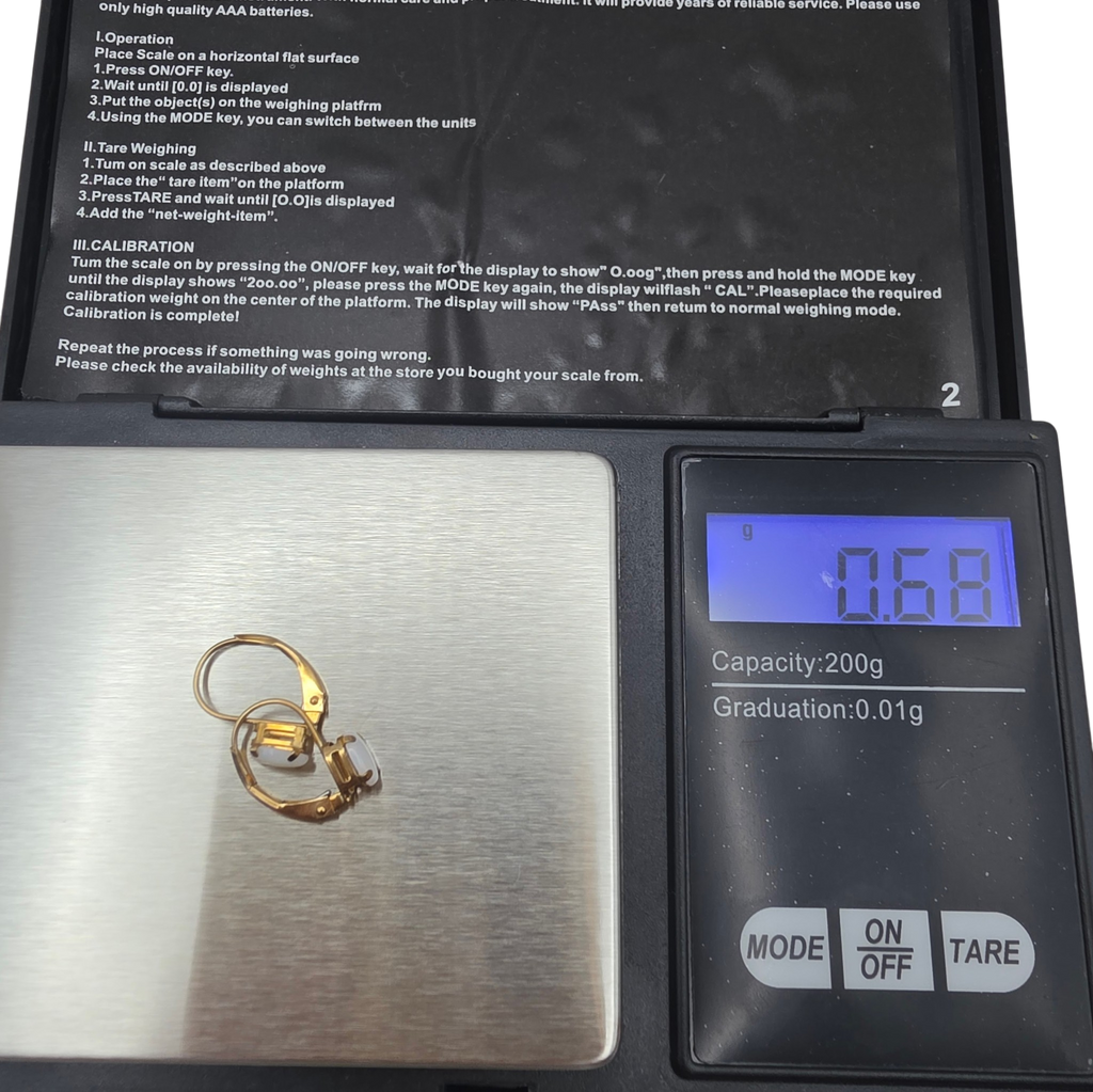 Dainty Natural White Opal 10K Gold Leverback Earrings