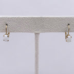 Dainty Natural White Opal 10K Gold Leverback Earrings
