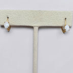 Dainty Natural White Opal 10K Gold Leverback Earrings