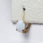 Dainty Natural White Opal 10K Gold Leverback Earrings