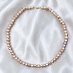 Vintage 14K Gold Freshwater Pearl Necklace 18" Knotted Multitone Pink Pearls