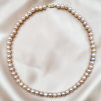 Vintage 14K Gold Freshwater Pearl Necklace 18" Knotted Multitone Pink Pearls