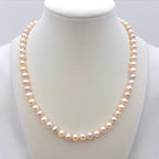 Vintage 14K Gold Freshwater Pearl Necklace 18" Knotted Multitone Pink Pearls