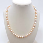 Vintage 14K Gold Freshwater Pearl Necklace 18" Knotted Multitone Pink Pearls