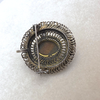 Antique Victorian Tiger's Eye Brooch Pendant Gold Washed Sterling Silver