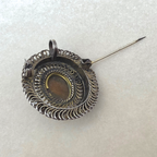Antique Victorian Tiger's Eye Brooch Pendant Gold Washed Sterling Silver