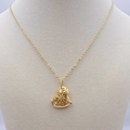 Vintage Italian 14K Gold Delicate Floral Openwork Puffy Heart Pendant Necklace