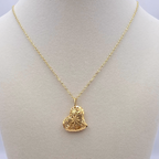 Vintage Italian 14K Gold Delicate Floral Openwork Puffy Heart Pendant Necklace