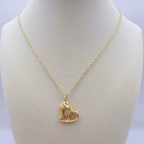 Vintage Italian 14K Gold Delicate Floral Openwork Puffy Heart Pendant Necklace