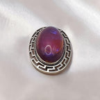 Antique Sterling Silver Dragon’s Breath Opal Brooch Greek Key Design