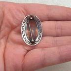 Antique Sterling Silver Dragon’s Breath Opal Brooch Greek Key Design