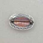Antique Sterling Silver Dragon’s Breath Opal Brooch Greek Key Design