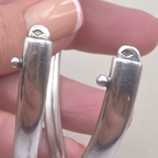 Antique French Silver Hinged Bangle Bracelets Pair, Signed