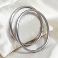 Antique French Silver Hinged Bangle Bracelets Pair, Signed