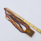 Vintage Brass & Amber Pendant, Multi Strand Bead Necklace, 92.13g