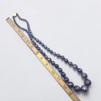 Vintage Graduated Dark Blue Cloisonné Enamel Bead Necklace Knotted Silk 29"