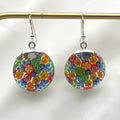 Vintage Sterling Silver Millefiori Murano Glass Dangle Earrings 925 Italy