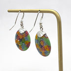 Vintage Sterling Silver Millefiori Murano Glass Dangle Earrings 925 Italy