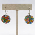 Vintage Sterling Silver Millefiori Murano Glass Dangle Earrings 925 Italy