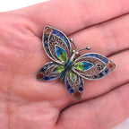 Vintage Chinese Export Sterling Silver Enamel Filigree Butterfly Brooch