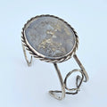 Vintage Sterling Silver Moss Agate Artisan Statement Cuff Bracelet Large 2"