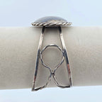Vintage Sterling Silver Moss Agate Artisan Statement Cuff Bracelet Large 2"