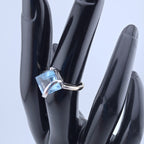 Vintage 10K White Gold Blue Topaz Modernist Ring Size 6