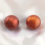 14K Gold Natural Bronze Cultured Pearl Stud Earrings 10mm Rose Copper Pearl