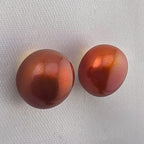 14K Gold Natural Bronze Cultured Pearl Stud Earrings 10mm Rose Copper Pearl