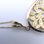 14K Solid Gold Tree of Life Pendant Necklace Cut White and Yellow Gold