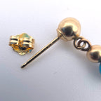 14K Yellow Gold Turquoise Teardrop Dangle Earrings Vintage Fine Jewelry