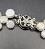 Vintage Triple Strand Button Pearl Collar Necklace 14K GF Clasp