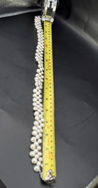 Vintage Triple Strand Button Pearl Collar Necklace 14K GF Clasp