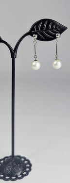 Vintage Sterling Silver and Saltwater Pearl Drop Post Back Earrings