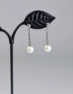 Vintage Sterling Silver and Saltwater Pearl Drop Post Back Earrings