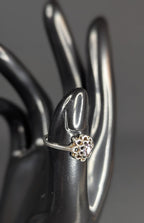 Vintage Sterling Silver and Oval Amethyst Ring, Floral Design Size 6.5